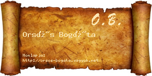 Orsós Bogáta névjegykártya